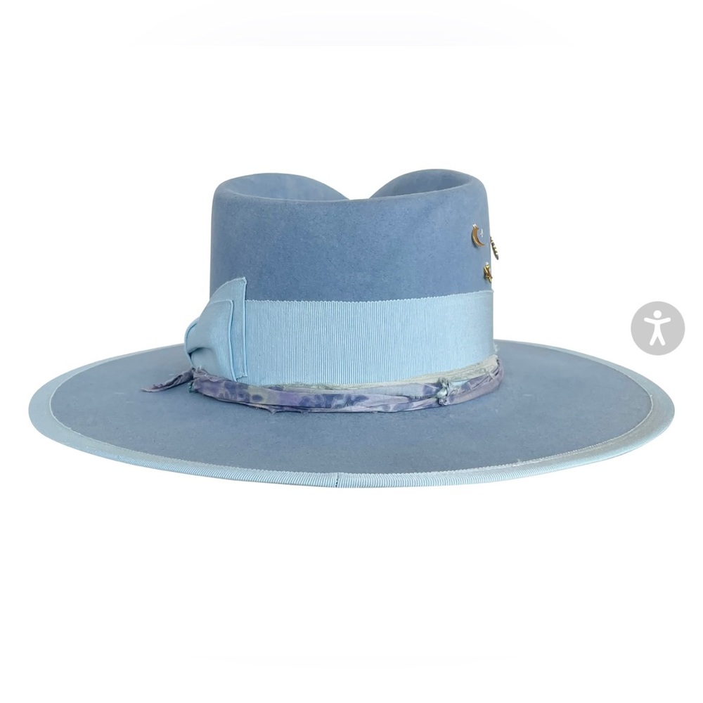 Teressa Foglia New Coastal Sea Felt Hat blue flat 100x Nick Fouquet 58 7 1/4 - Picture 6 of 12